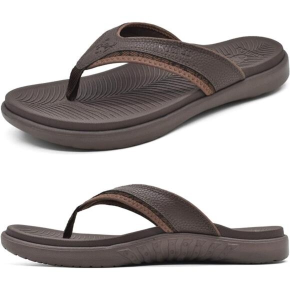 Mens Sport Flip Flops Comfort Orthotic Thong Sandals with Plantar - Picture 1 of 14
